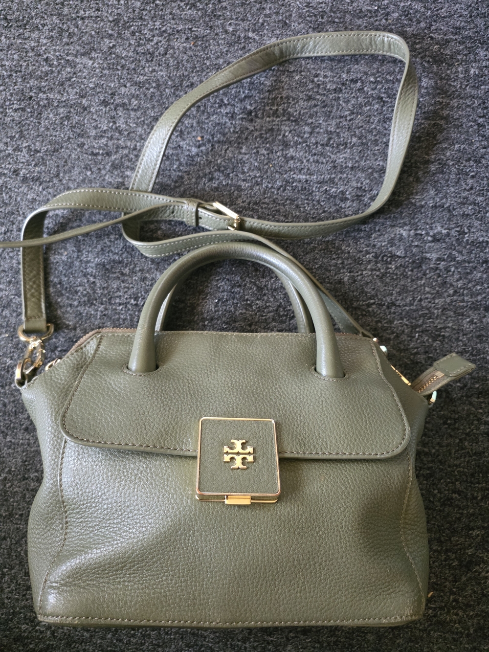 Tory Burch Olive Green Leather Satchel